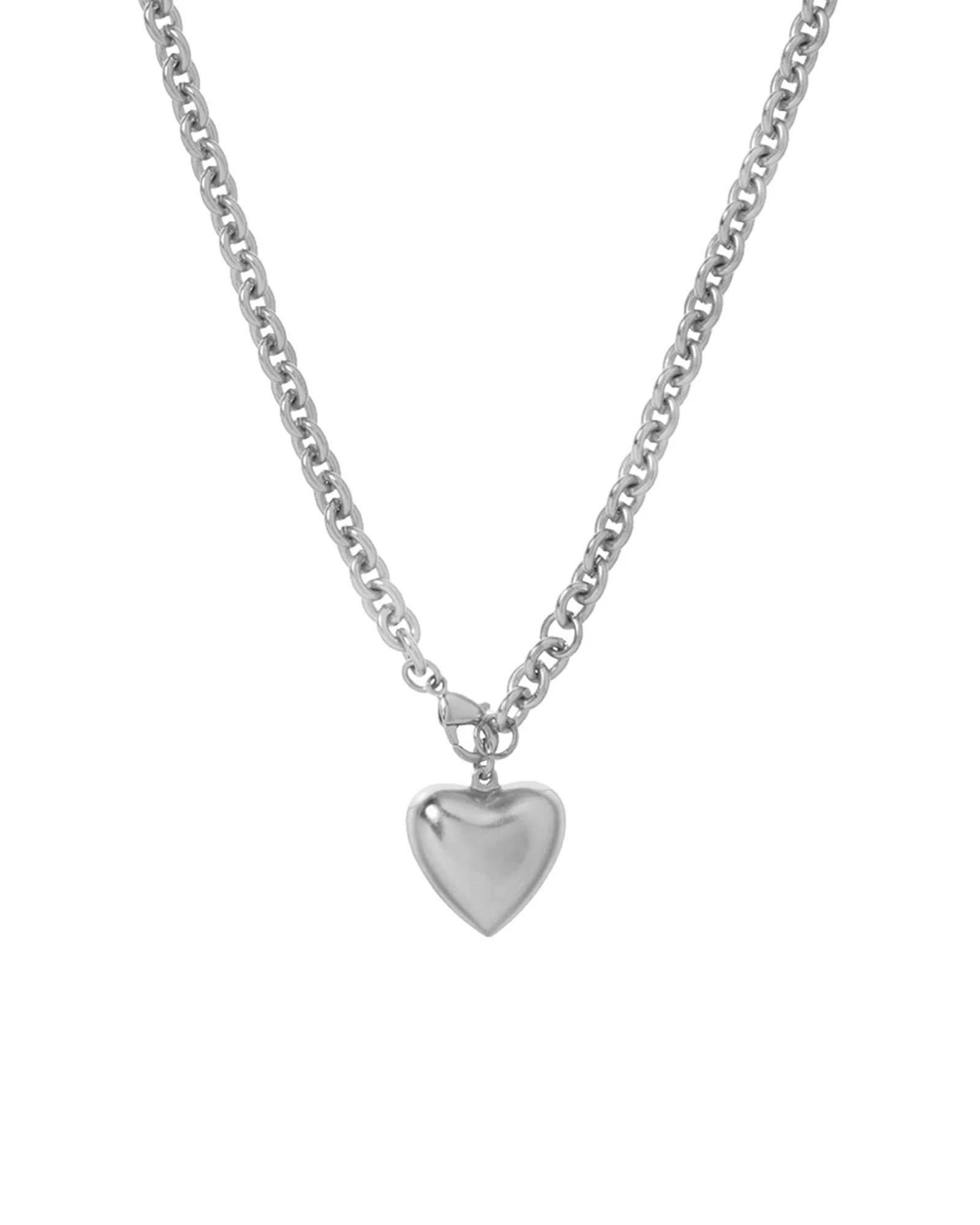 The Mini Puffy Heart Necklace in Silver - Image 6