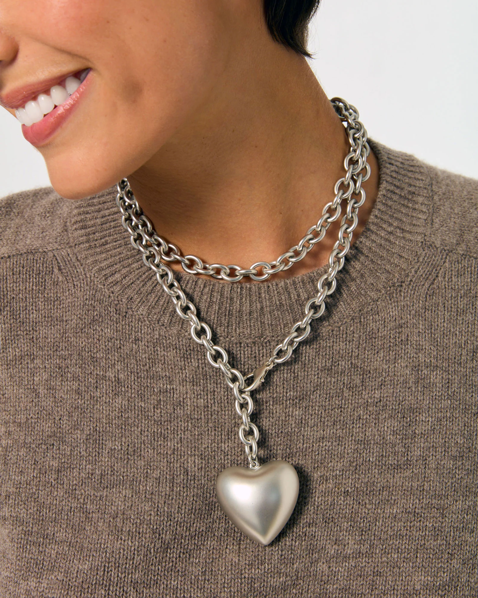 The Puffy Heart Necklace in Silver - Image 3