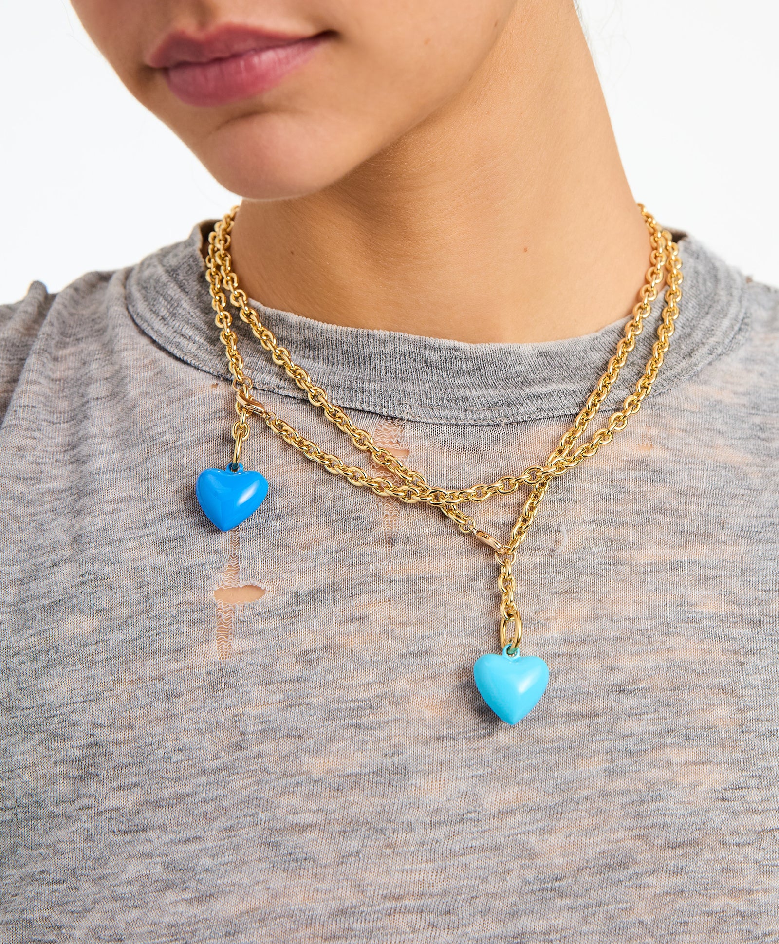The Mini Puffy Heart Charm Necklace - Image 3