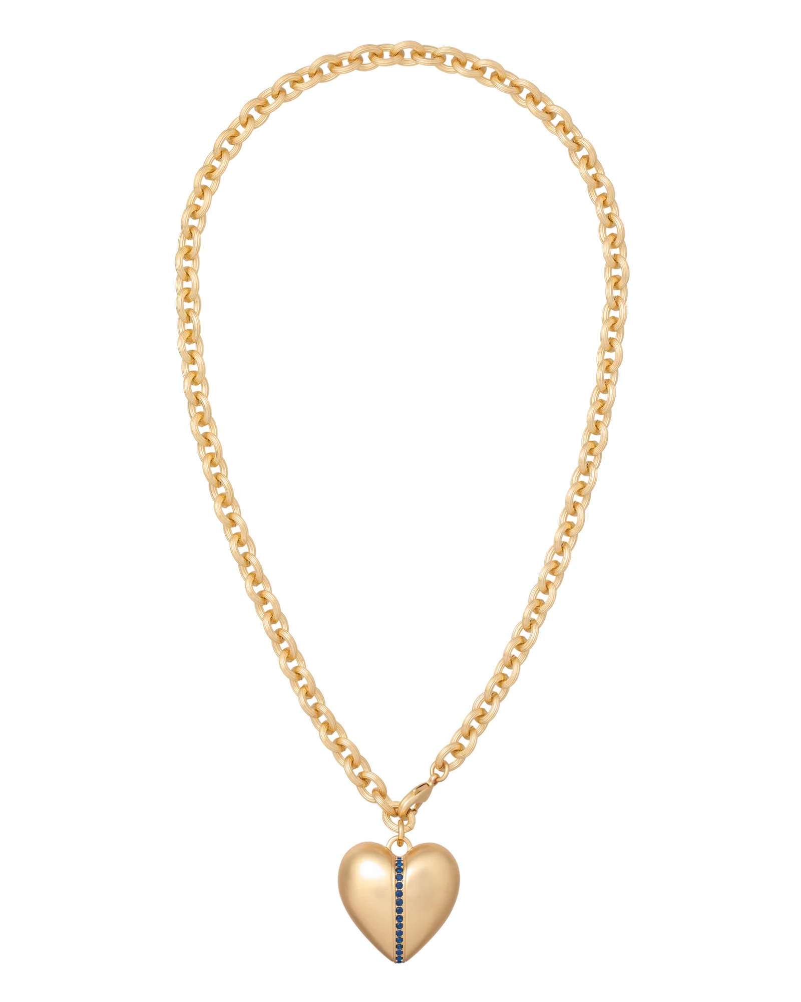The Sapphire Stripe Puffy Heart Pendant