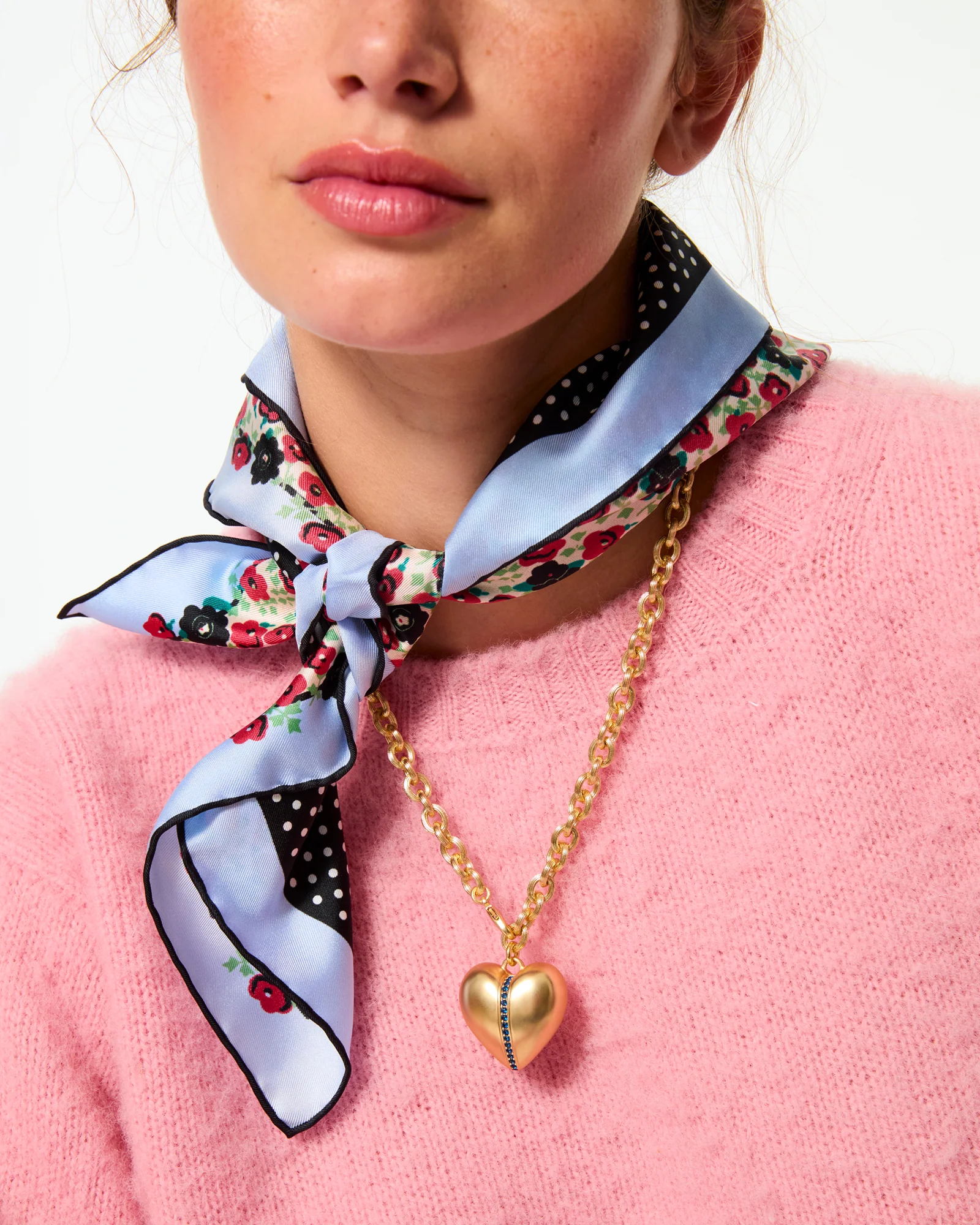 The Sapphire Stripe Puffy Heart Pendant - Image 2